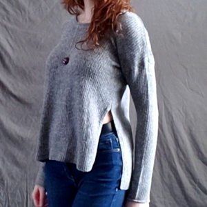 Grey Knit Sweater (w/ slit)